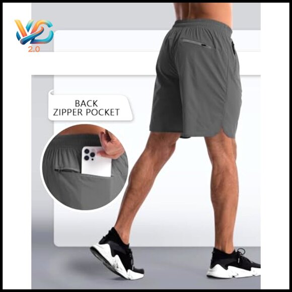 Men's Athletic Shorts 7-Inch Inseam Quick Dry Lightweight Running Workout - Picture 4 of 7